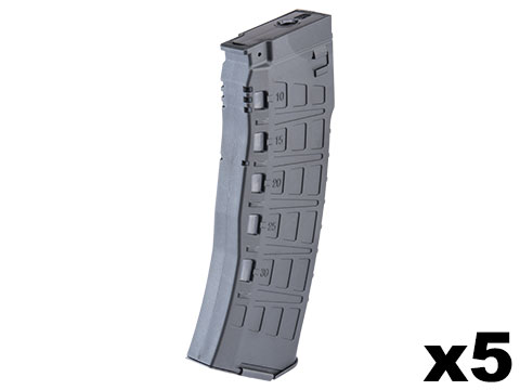 Arcturus Variable Cap Silent 30/135 Round Mid-Cap AEG AK12 Magazine (Package: 5 Pack)