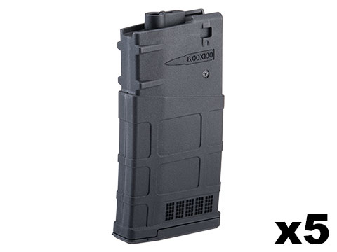 Ares 130rd Polymer Mid-Cap Magazine for Ares SR-25 / AR308 Series Airsoft AEG Rifles (Color: Black / 5-Pack)