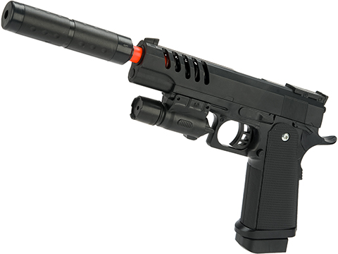 JG Polymer Single Shot Airsoft Spring Gun Armory Series (Model: Ported Hi-CAPA Pistol with Barrel Extension)