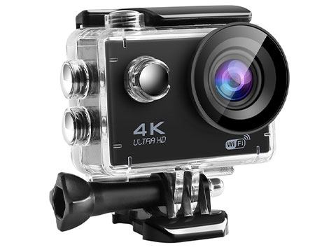 Ausek 4k Ultra HD WiFi Waterproof Action Camera w/ External Microphone Attachment