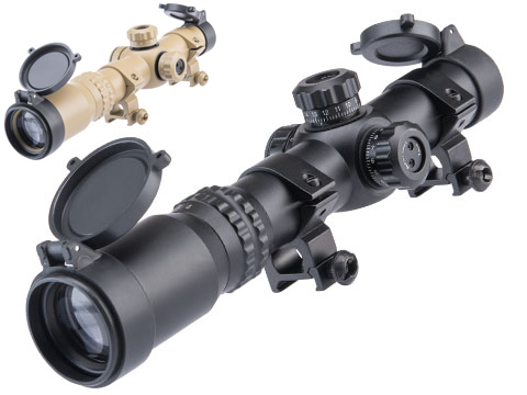 Avengers 1-4x24SE Red / Green Illuminated Reticle Tactical Scope w/ Mounting Rings (Color: Black)