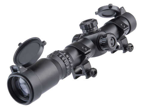 Avengers 1-4x24SE Red / Green Illuminated Reticle Tactical Scope w/ Mounting Rings (Color: Black)