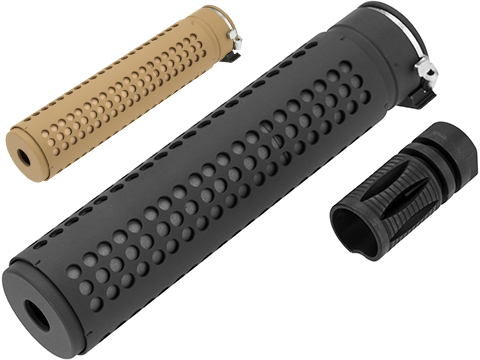 Avengers QD Mock Silencer for 14mm Negative Airsoft AEG Rifles (Color: Tan)