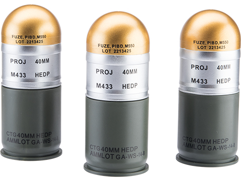 Avengers Airsoft M433 HEDP 40mm Dummy Grenade 3 Pack (Color: HEDP Gold)