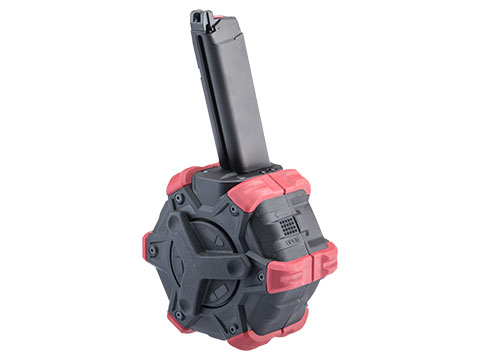 AW Custom Drum Magazine for Gas Blowback Airsoft Pistols & Rifles (Model: Glock, VX, BLU / Red)