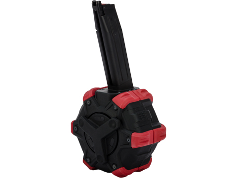 AW Custom Drum Magazine for Gas Blowback Airsoft Pistols & Rifles (Model: TM Hi-Capa / Red)