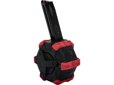 AW Custom Drum Magazine for Gas Blowback Airsoft Pistols & Rifles (Model: M9 / Red)