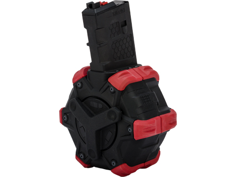 AW Custom Drum Magazine for Gas Blowback Airsoft Pistols & Rifles (Model: WE Open Bolt M4 / Red)