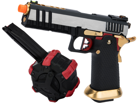 AW Custom Full Auto Ace Competitor Hi-CAPA Gas Blowback Airsoft Pistol (Package: Two-Tone / Green Gas / Add Drum Mag)