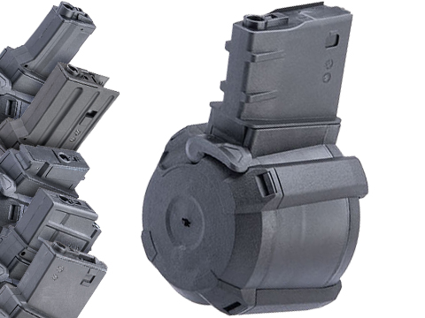 Avengers 1200 Round Electric Drum Magazine for Airsoft AEG Rifles (Model: MP5 - Black / Button)