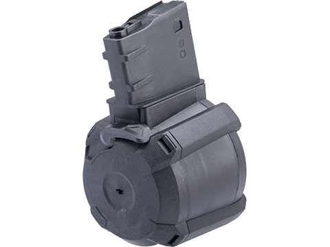 Avengers 1200 Round Electric Drum Magazine for Airsoft AEG Rifles (Model: SR25 - Black / Button)