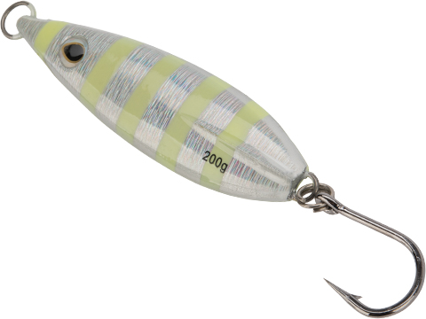 Battle Angler Phantom-Fall Jigging Lure Fishing Jig (Model: Chrome Zebra Stripe / 200g / Tuna Hook)