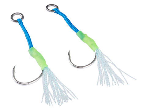 Battle Angler Single Glow Shrink Tail Assist Hook (Color: Light Blue / Size 2/0)
