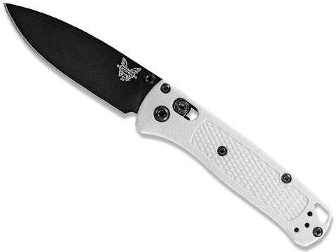 Benchmade Mini Bugout® Folding Knife (Model: Drop Point / Black Coated Plain Edge / White Grivory)