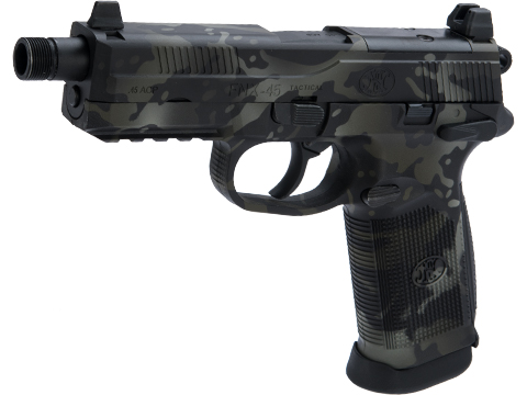 FN Herstal FNX-45 Tactical Airsoft Gas Blowback Pistol by Cybergun w/ Black Sheep Arms Custom Cerakote (Color: Multicam Black / Gun Only)