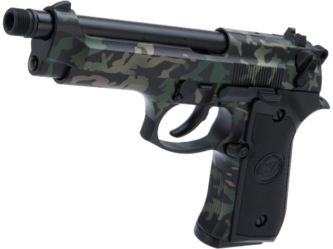 WE-Tech M9 Heavy Weight Airsoft GBB Professional Training Pistol w/ Black Sheep Arms Custom Cerakote (Color: Modified Woodland Reversed)