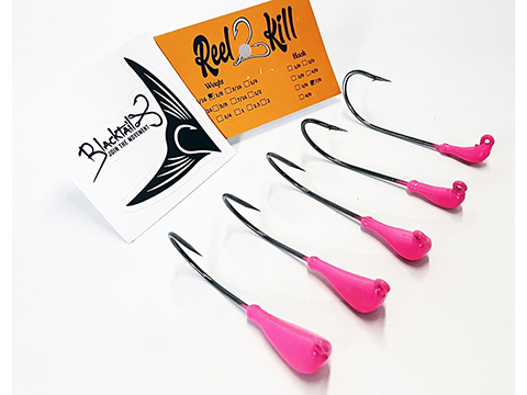 Blacktail Fishing Reel2Kill GLOW Banana Style Weighted Hooks (Color: Pink / 2oz)