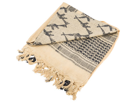 Matrix Woven Stylized Desert Shemagh / Scarves (Color: Tan - Black Gun)