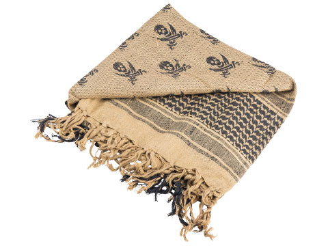 Matrix Woven Stylized Desert Shemagh / Scarves (Color: Tan - Black Skull)