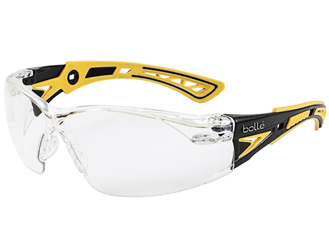 Bolle Safety RUSH+ Small Z87+ Safety Glasses (Model: Clear Lens / Yellow & Black)