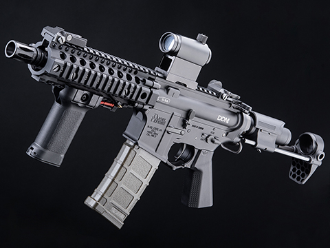 EMG Daniel Defense Licensed DDM4 Dagger RISII-7 B.R.S.S. Airsoft AEG Rifle (Model: Lite-S / Black / Add Burning Hog Muzzle Device)