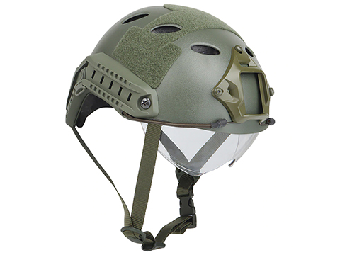 Avengers Lightweight Vented High Cut Helmet w/ Drop-Down Goggles (Color: Olive Drab)