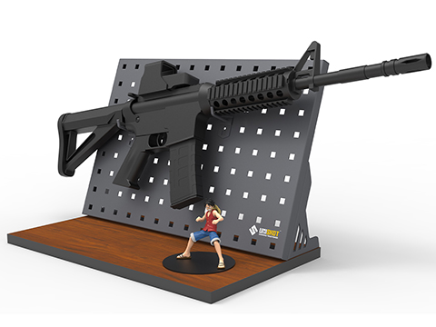 EMG Battle Wall System Tabletop Weapon Display & Storage Solution (Model: Wood Base)