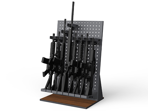 EMG Battle Wall System Weapon Display & Storage Solution Slanted Rack w/ Wood Base