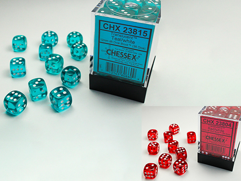 Chessex Lab Translucent 12mm d6 36ct Dice Block 