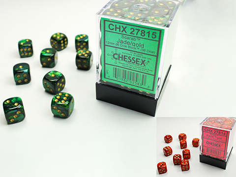 Chessex Lab Scarab 12mm d6 36ct Dice Block 
