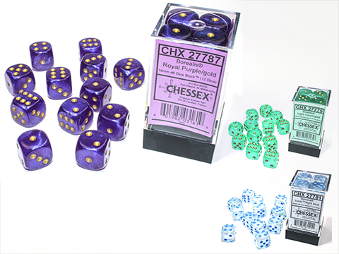Chessex Lab Borealis Luminary 16mm d6 12ct Dice Block 