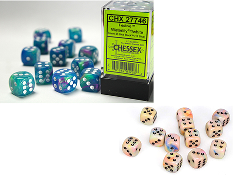 Chessex Lab Festive 16mm d6 12ct Dice Block 