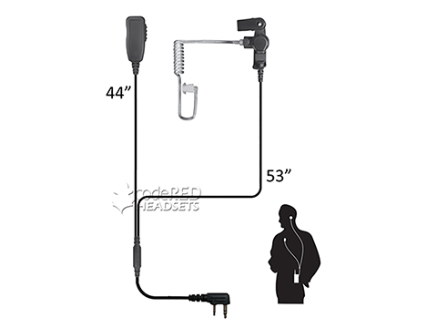 Code Red Headsets Investigator-K Two-Wire Microphone for Kenwood Two-Way 2-Pin Radios