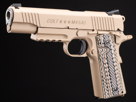 Cybergun x Colt 1911 Tactical CO2-Powered Airsoft Gas Blowback Pistol - KWC (Model: Desert Sand / Gun Only)