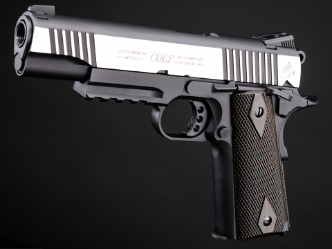 Cybergun x Colt 1911 Tactical CO2-Powered Airsoft Gas Blowback Pistol - KWC (Model: Commander Stainless / Gun Only)