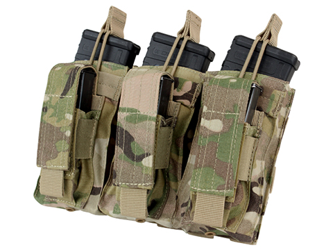 Condor Tactical Open Top Triple AR15 / M4 / M16 / 5.56 NATO w/ Triple Hook & Loop Flap Magazine Pouch (Color: Multicam)