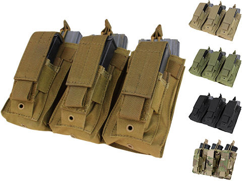 Condor Tactical Open Top Triple AR15 / M4 / M16 / 5.56 NATO w/ Triple Hook & Loop Flap Magazine Pouch 