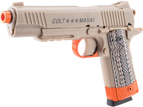 Soft Air Licensed Colt M45A1 CO2 Powered Non-Blowback Airsoft Gas Pistol (Model: SB199 Tan)