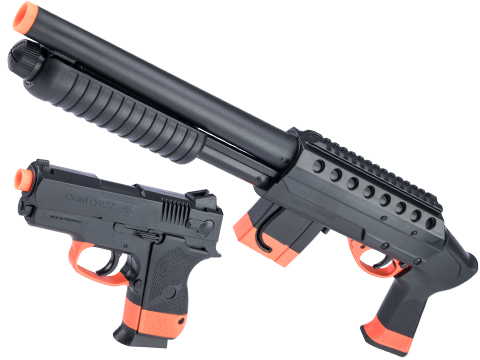 Cybergun Mossberg Licensed M590 Airsoft Shotgun and Pistol Package Bundle (Color: Black / Tactical Full Stock)