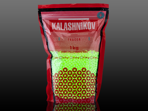 Kalashnikov Licensed High Grade Precision Airsoft Tracer BBs (Weight: 0.25g / 1kg / Green)