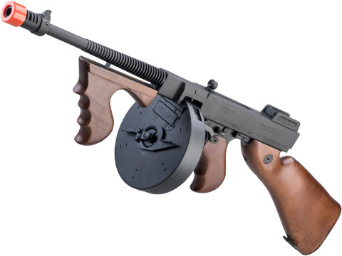 Cybergun Licensed Thompson Chicago Typewriter M1928 Pattern Airsoft AEG Rifle w/ MOSFET (Model: Real Wood)