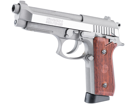 Swiss Arms PT92 Full Metal CO2 Powered Blowback Airsoft Pistol by KWC (Color: Brushed Stainless)
