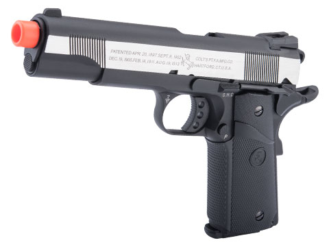 Cybergun Colt Licensed 1911 Airsoft Gas Blowback Pistol (Color: Two-Tone Silver - Black / MEU / Gas)