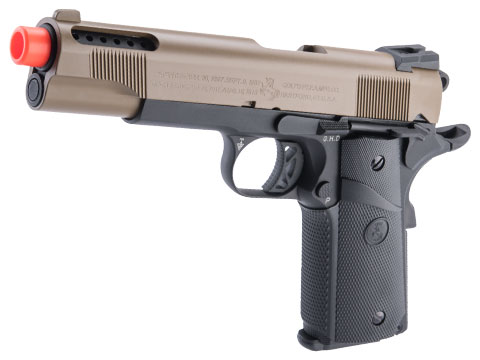 Cybergun Colt Licensed 1911 Airsoft Gas Blowback Pistol (Color: Two-Tone Tan - Black / SRV-12 / Gas / Gun Only)