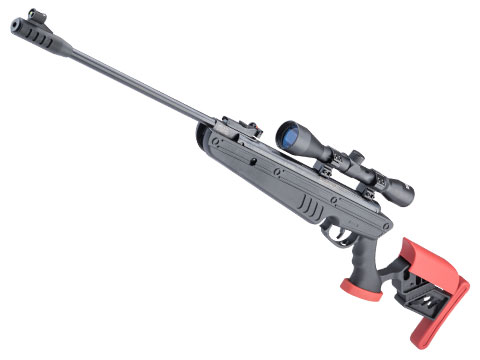 Swiss Arms TG-1 Break Barrel Nitro Piston .177 Air Rifle with 4x32 Scope and Adjustable Stock (Color: Black & Red)