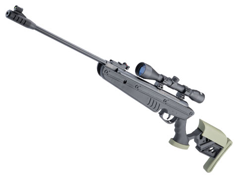 Swiss Arms TG-1 Break Barrel Nitro Piston .177 Air Rifle with 4x32 Scope and Adjustable Stock (Color: Black & Green)