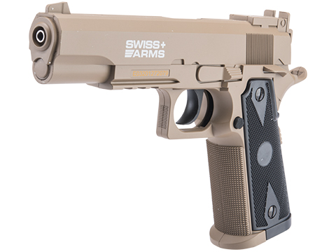 Swiss Arms P1911 Match CO2 Powered .177cal Non-Blowback Air Pistol (Color: Tan)