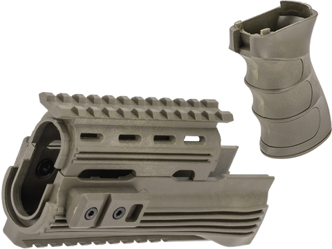 Matrix Desert Storm AK47 Railed Handguard / AK47 Grip Set (Color: OD Green)