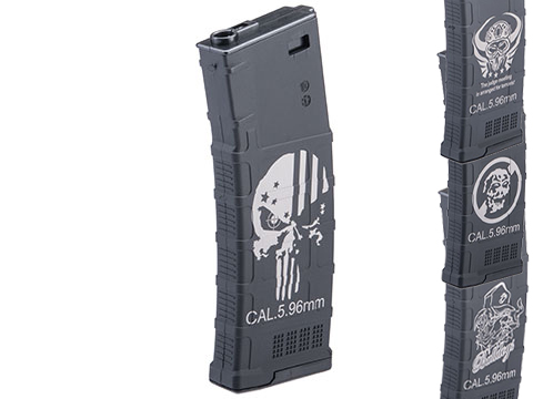 CYMA 220rd Mid-Cap Laser Etched Polymer Magazine for M4/M16 Series Airsoft AEG Rifles (Style: Skullface)