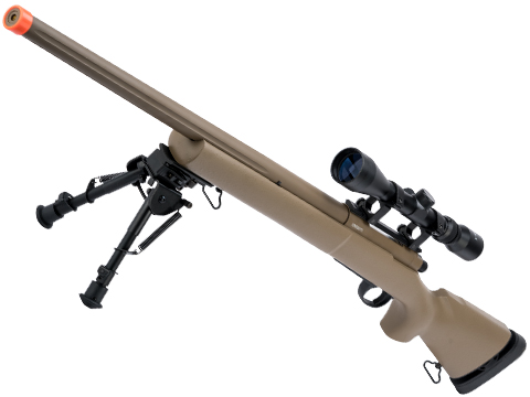 CYMA Standard M24 Military Airsoft Bolt Action US Army Scout Sniper Rifle (Color: Tan / Fluted Barrel / Add 3-9x40 Scope)